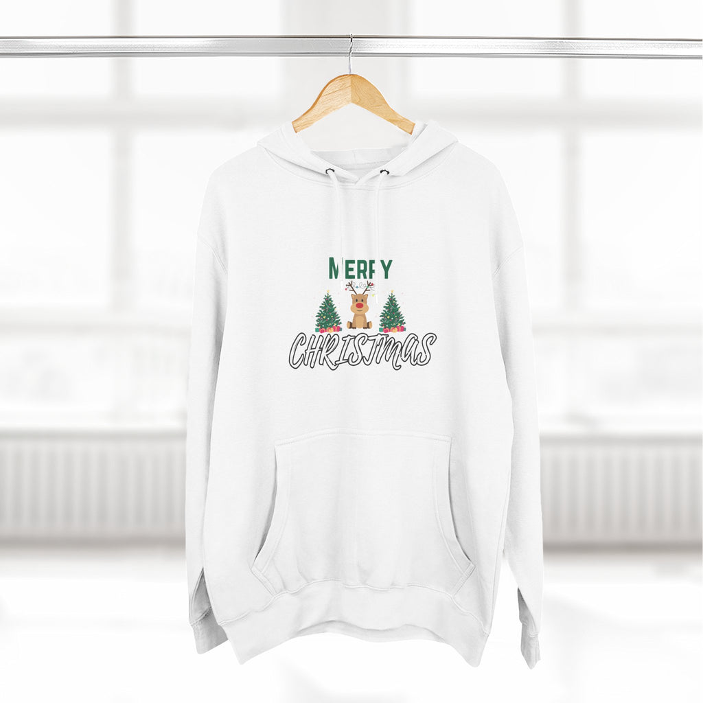 Merry Christmas Reindeer Hoodie - Festive Holiday Pullover with Trees