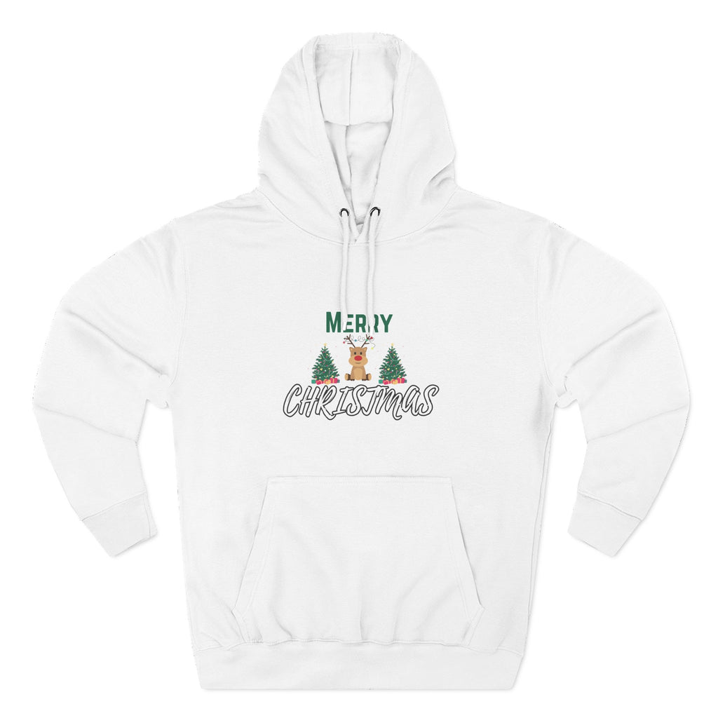 Merry Christmas Reindeer Hoodie - Festive Holiday Pullover with Trees