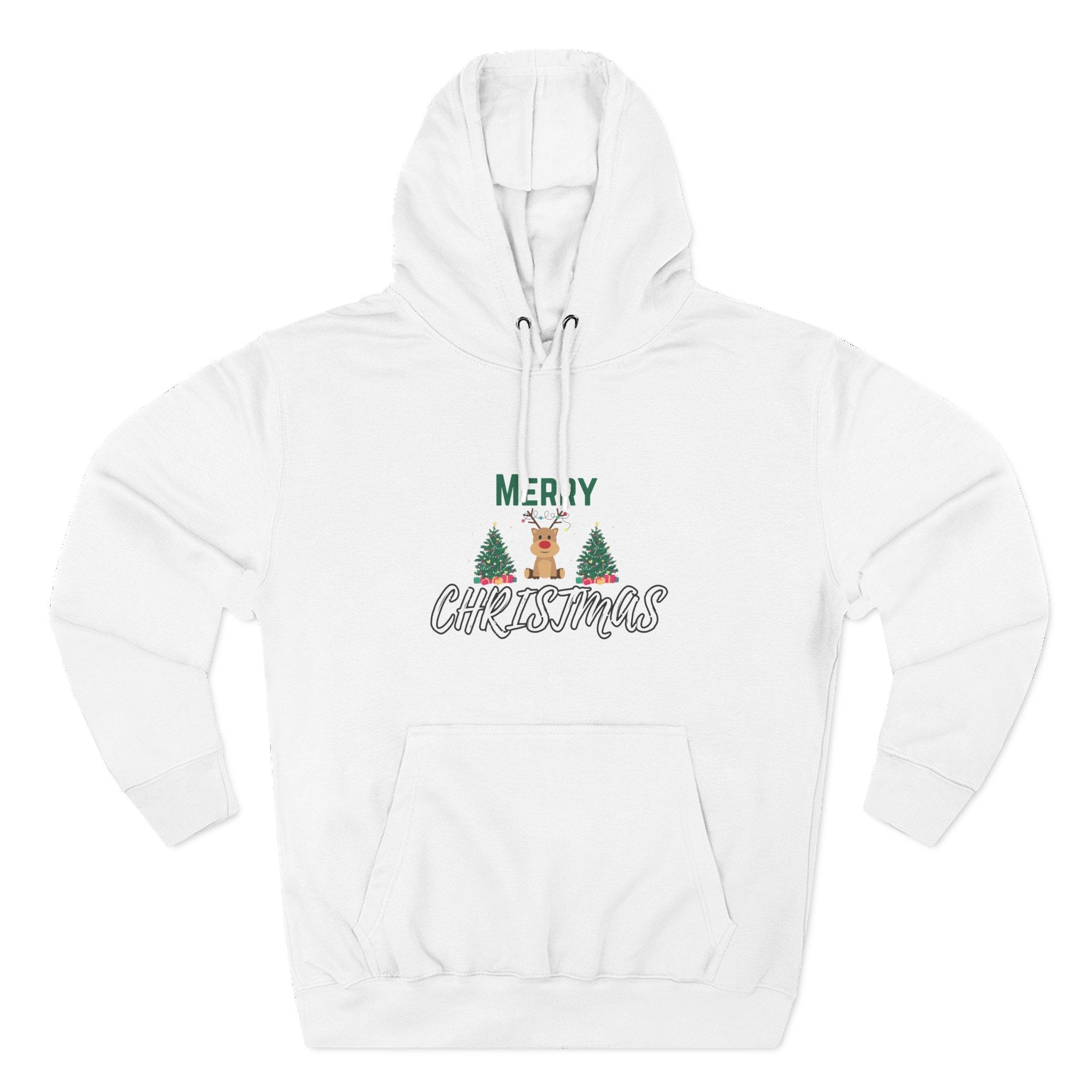 Merry Christmas Reindeer Hoodie - Festive Holiday Pullover with Trees