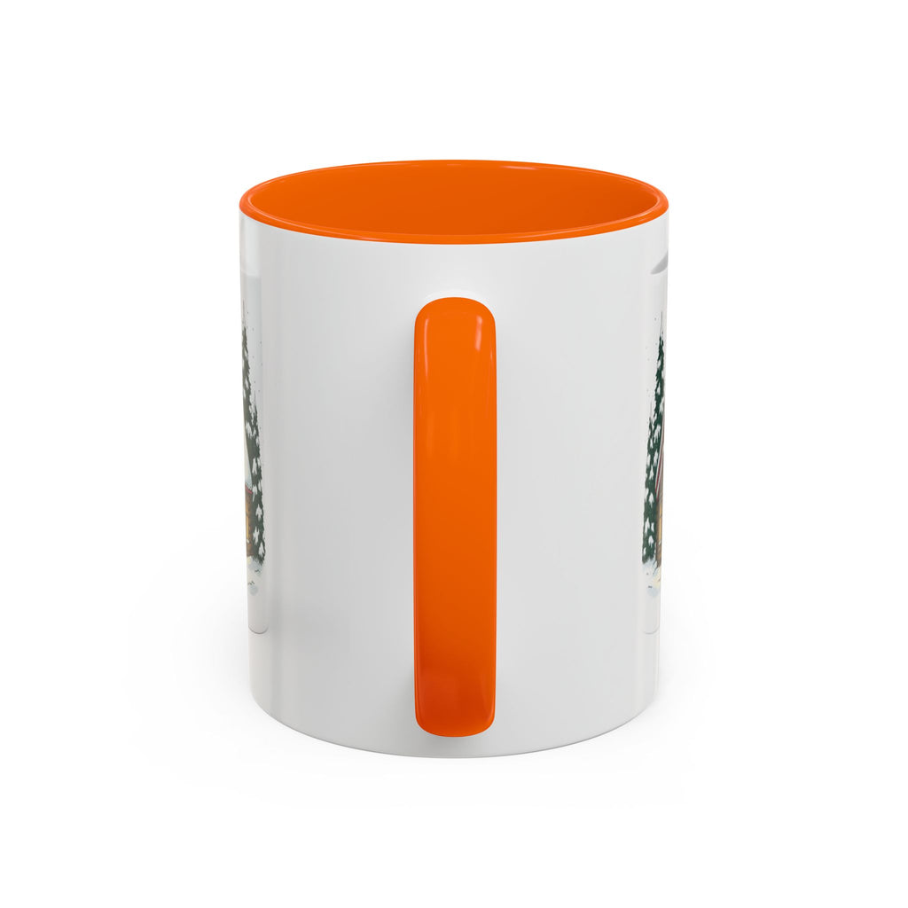 Winter Cabin Coffee Mug — Snowy Log Cottage with Cardinal Accent (11/15oz)