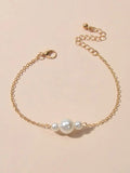 Retro Jewelry Pearl Charm Gold Silver Bracelet Teens Wholesale Price Accessories