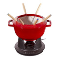 STAUB Specialities Cast Iron Fondue Set, Cherry
