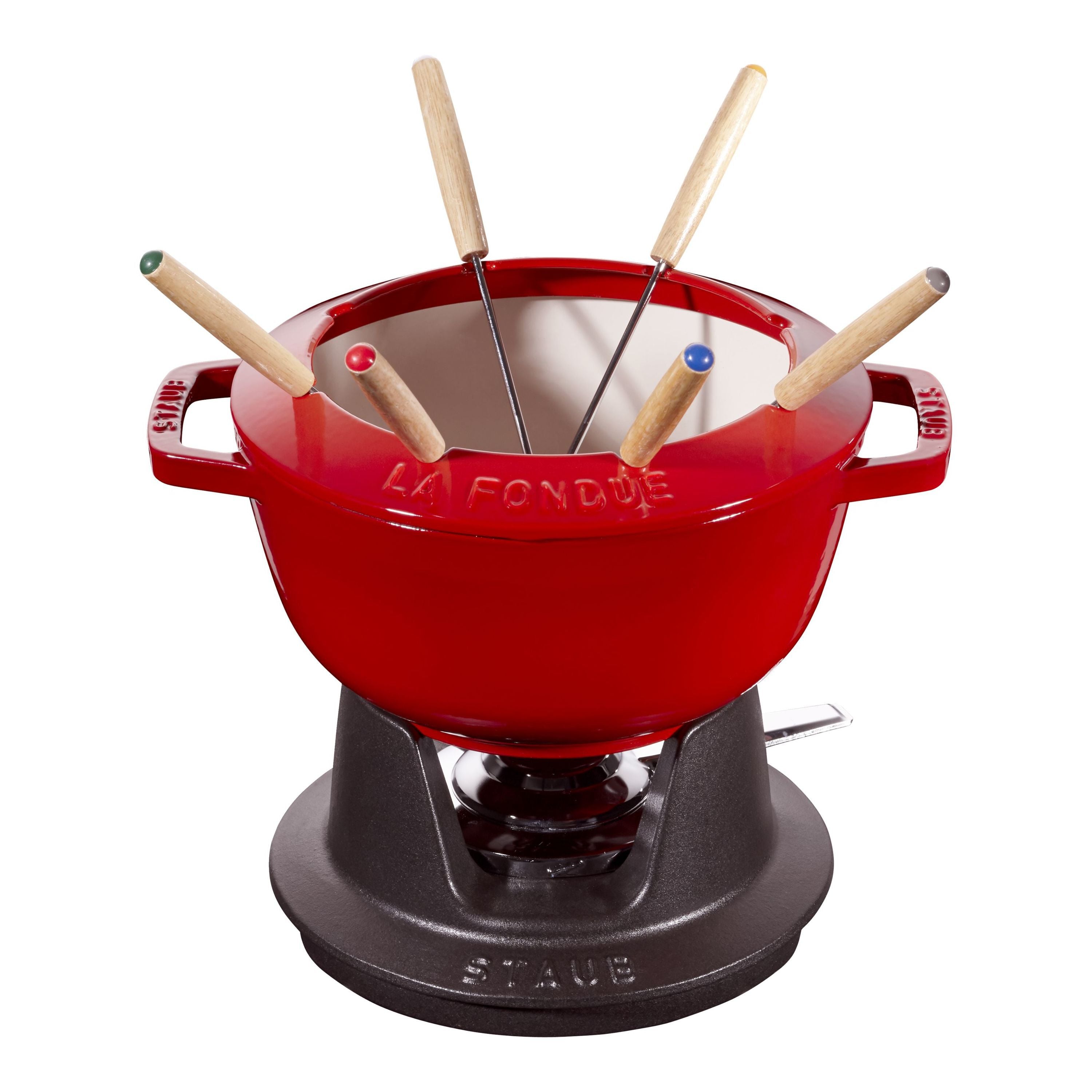 STAUB Specialities Cast Iron Fondue Set, Cherry