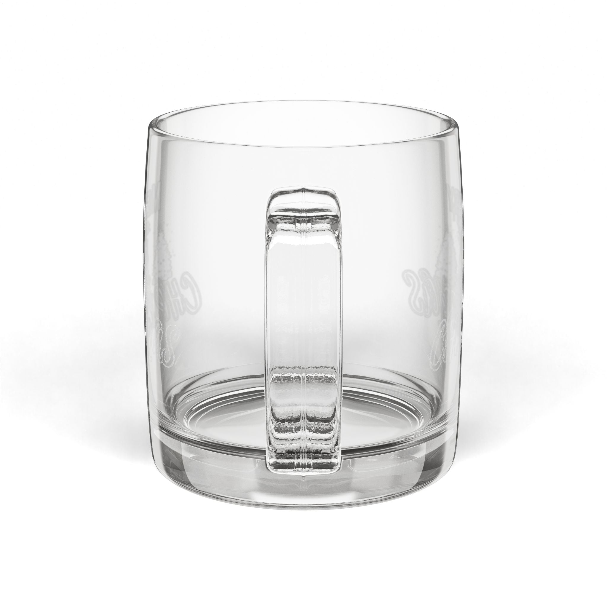 Engraved Glass Coffee Mug — Merry Christmas Forest Design, 12.25 oz