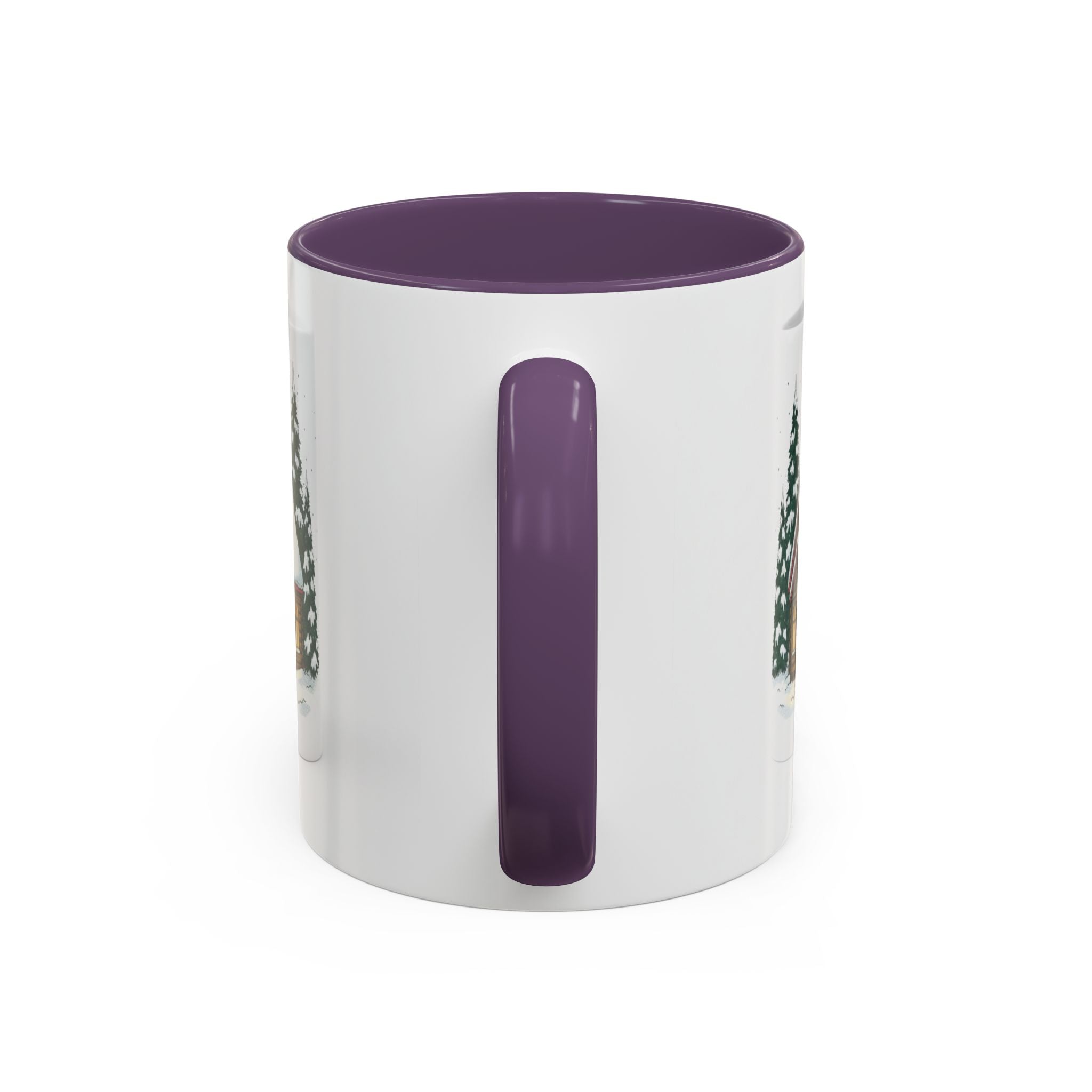 Winter Cabin Coffee Mug — Snowy Log Cottage with Cardinal Accent (11/15oz)