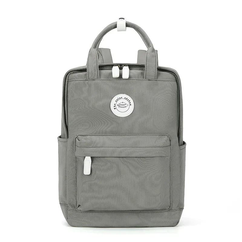 School Nylon Backpack for Teens and Women (Grey)