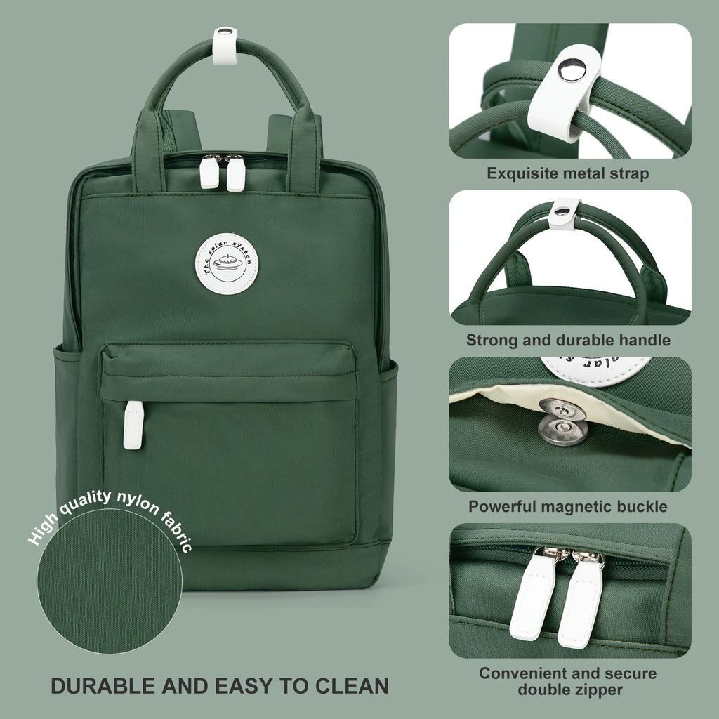 NNEOBA School Nylon Backpack for Teens and Women (Olive)