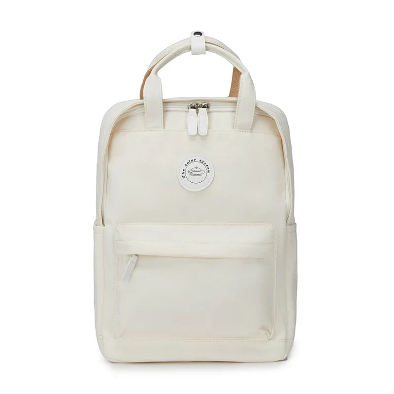 School Nylon Backpack for Teens and Women (White)