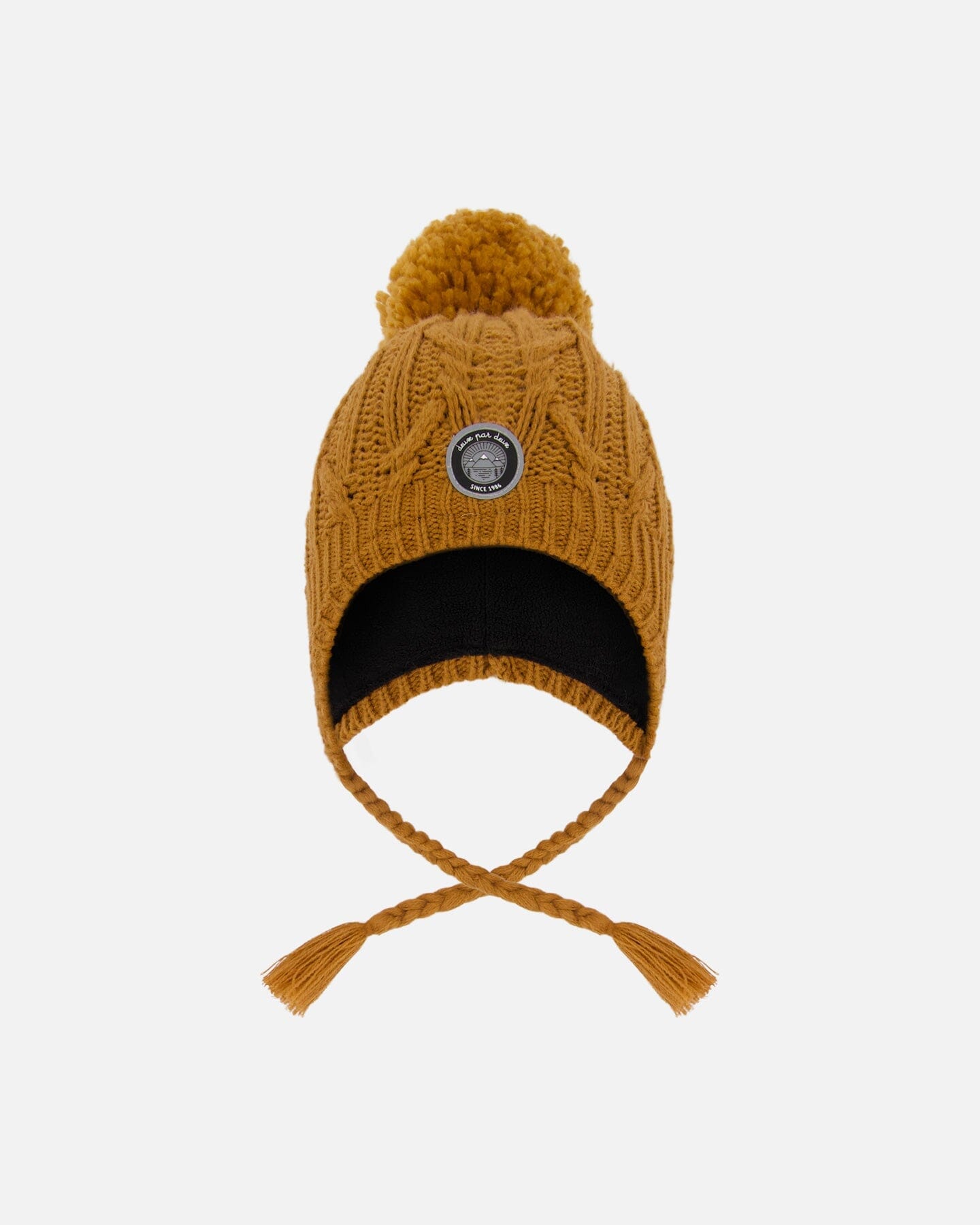 Lined Winter Hat With Pompom Brown Sugar