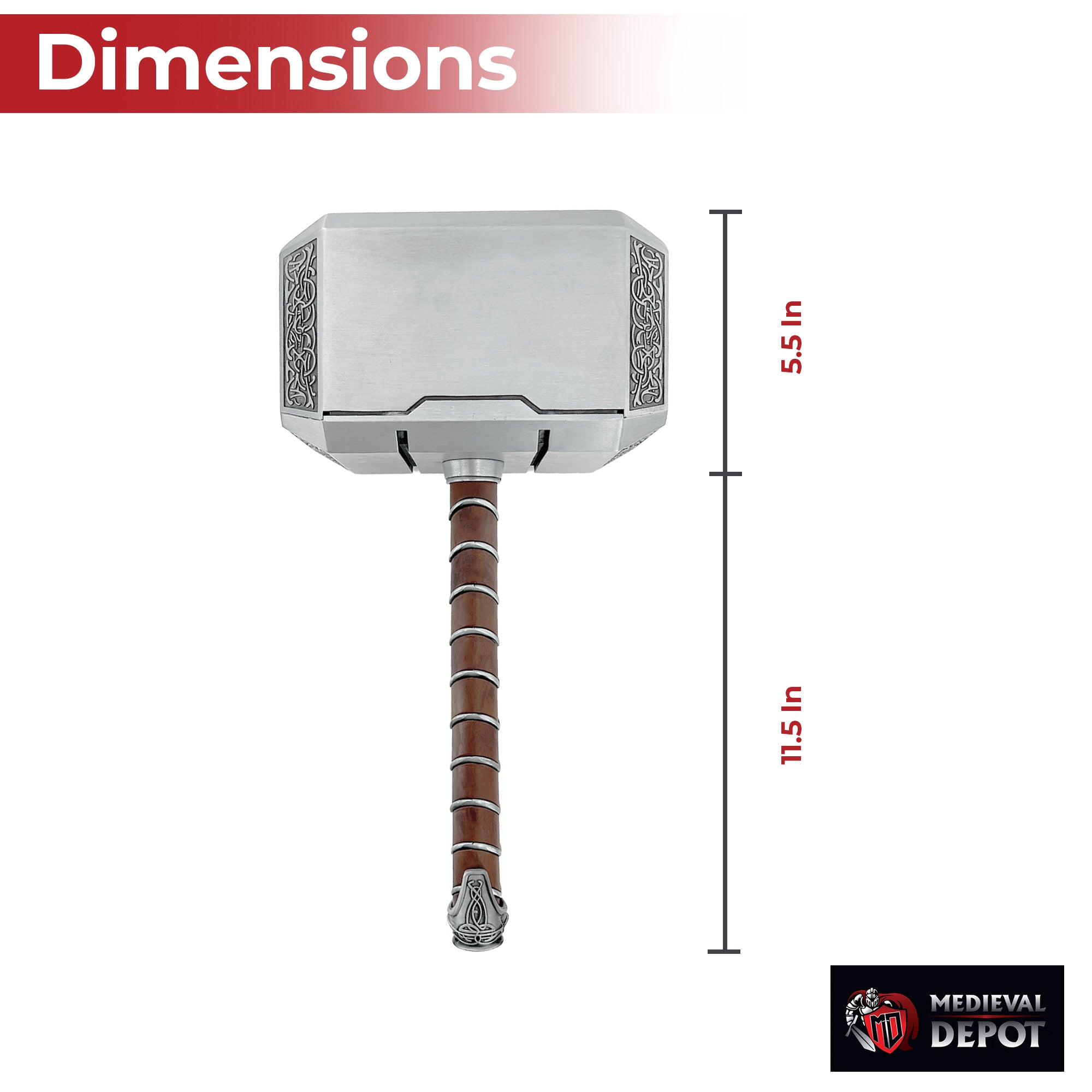 Thor’s Hammer from Norse Mythology, Cosplay Metal Version of Thor Mjölnir, 3.6 Kg, 1:1 Scale Movie Prop Replica of God of Thunder