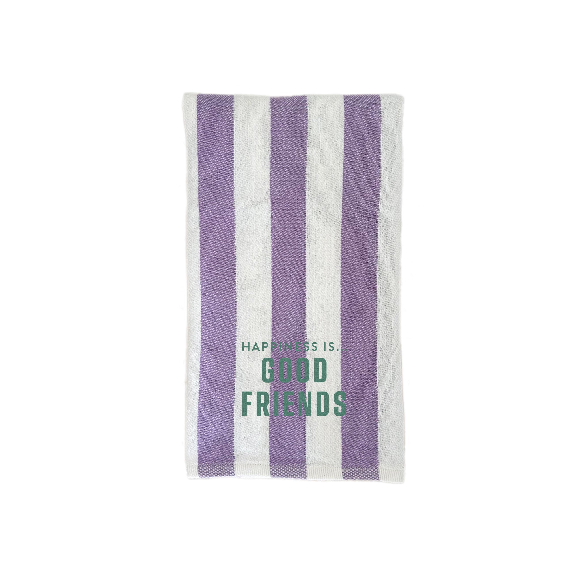 Tea/Hand Towel Good Friends, Striped Lilac with spruce