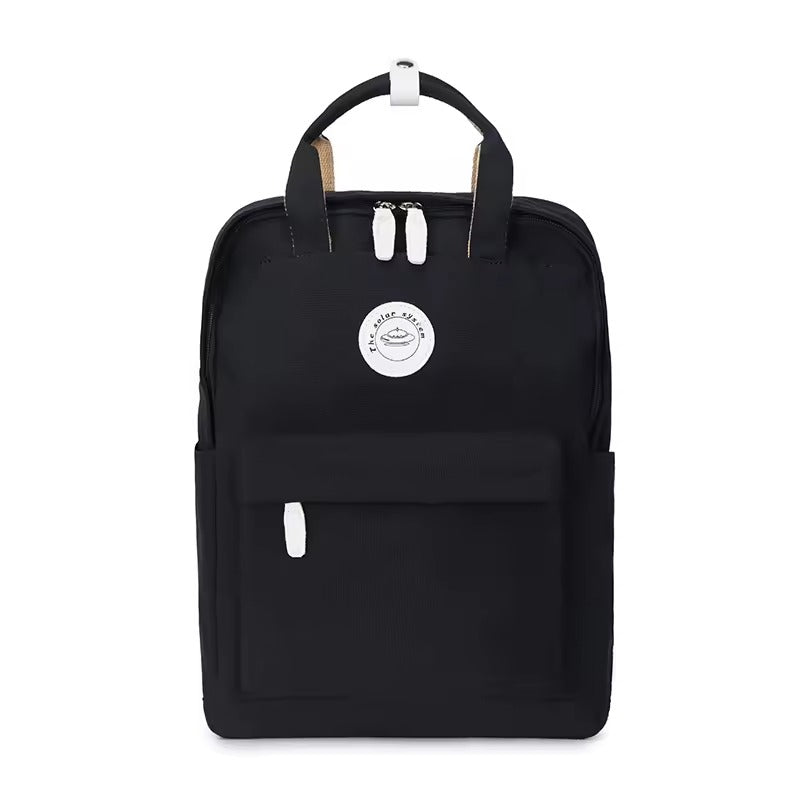 NNEOBA School Nylon Backpack for Teens and Women (Black)